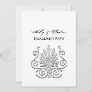 Vintage Art Deco Silver Plume Arabesque Invitation
