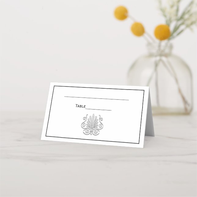 Vintage Art Deco Silver Plume Arabesque Place Card (Back)