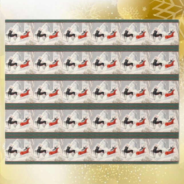 Vintage Art Deco Sleigh Ride Wrapping Paper (Creator Uploaded)