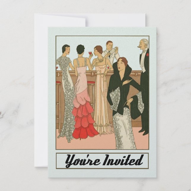 Vintage Art Deco Sophisticated Anniversary Party Invitation (Front)