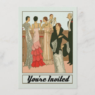 Vintage Art Deco Sophisticated Anniversary Party Invitation