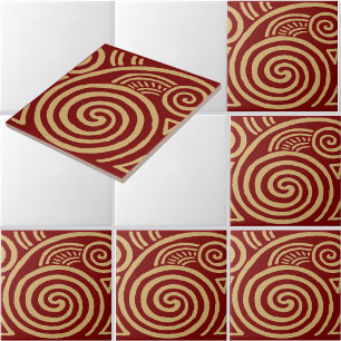 Vintage Art Deco Spiral Frieze Pattern Ceramic Tile