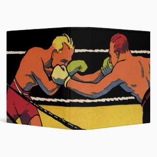 Vintage Art Deco Sports Boxing, Boxers Punching 3 Ring Binder
