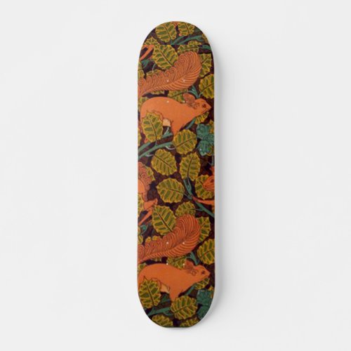 Vintage Art Deco Squirrel and Leaves Skateboard