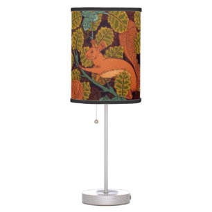 Vintage Art Deco Squirrel and Leaves Table Lamp
