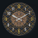 Vintage Art Deco Style - Gold Black Geometric Large Clock<br><div class="desc">Introducing a stunning Vintage Art Deco Style wall clock,  featuring a striking Gold Black Geometric design with clear numbers and hands. Perfect for any living room,  kitchen,  bedroom,  or office,  this clock is a timeless addition to any space. Its elegant and sophisticated appearance is sure to impress.</div>