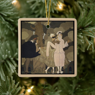 Vintage Art Deco, Surprise by George Barbier Ceramic Ornament