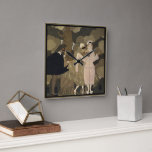 Vintage Art Deco, Surprise by George Barbier Square Wall Clock<br><div class="desc">Vintage illustration Art Deco design titled Surprise by George Barbier. A masquerade party with fairy tale characters dressed in elegant costumes and wearing masks. Harlequinade is a British comic theatrical genre, pantomime with the characters Harlequin, who loves Columbine, Columbine's greedy father Pantaloon, a mischievous Clown, and the servant, Pierrot.</div>