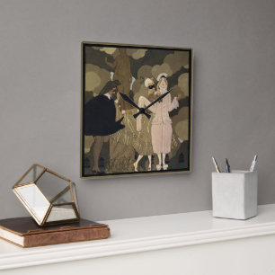 Vintage Art Deco, Surprise by George Barbier Square Wall Clock