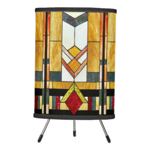 Vintage Art Deco Tiffany-Style Stained Glass Tripod Lamp