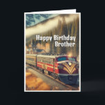Vintage Art Deco Train Brother Birthday  Card<br><div class="desc">Here is the perfect birthday card for men.  The card has an inside greeting,  that you may change to your text. This card was created from an AI-generated watercolor image of a vintage art deco train .  Personalize this template card with your text or occasion.</div>