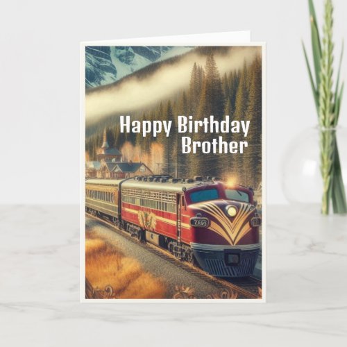 Vintage Art Deco Train Brother Birthday  Card