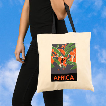 Vintage Art Deco Travel  Native In African Jungle Tote Bag by YesterdayCafe at Zazzle