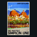 Vintage Art Deco Travel Poster Swiss Sion Valais<br><div class="desc">Reproduction copy of a 1930s Swiss travel poster featuring Sion, the capital of the canton of Valais, also one of the most important pre-historic sites in Europe. This art deco poster features the striking rock formations of Valeria and Tourbillon. Landmarks include the Basilique de Valère and Château de Tourbillon. The...</div>