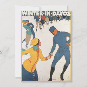 Vintage Art Deco Travel Winter in Davos Invitation
