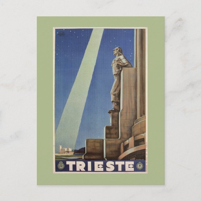 Vintage Art Deco Trieste Italian travel poster Postcard (Front)