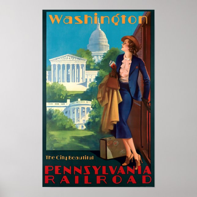 Vintage Art Deco Washington Travel Poster (Front)