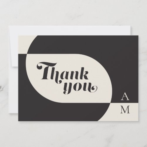 Vintage Art Deco Wedding Black Bone Thank You Card