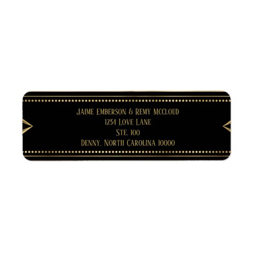 Vintage Art Deco Wedding Black  Gold Address Label
