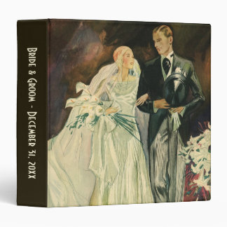 Vintage Art Deco Wedding Bride and Groom Newlyweds 3 Ring Binder