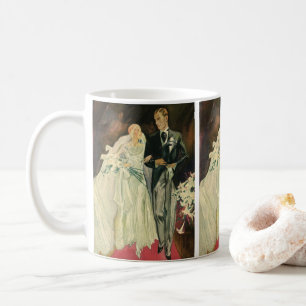 Vintage Art Deco Wedding Bride and Groom Newlyweds Coffee Mug
