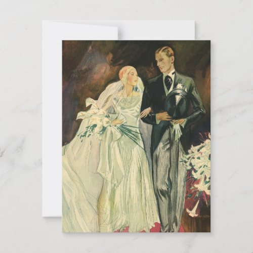 Vintage Art Deco Wedding Bride and Groom Newlyweds Invitation