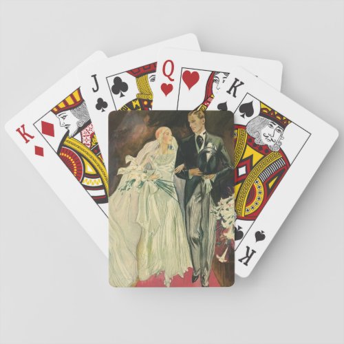 Vintage Art Deco Wedding Bride and Groom Newlyweds Playing Cards