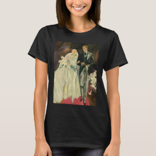 Vintage Art Deco Wedding Bride and Groom Newlyweds T-Shirt