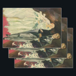 Vintage Art Deco Wedding Bride and Groom Newlyweds Wrapping Paper Sheets<br><div class="desc">Vintage illustration love and romance art deco image featuring a bride and groom walking down the aisle after the wedding ceremony. The man is wearing a tuxedo and the woman is wearing a white wedding gown and carrying a bouquet of calla lily flowers. The happy newlywed couple start their marriage....</div>