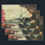 Vintage Art Deco Wedding Bride and Groom Newlyweds Wrapping Paper Sheets<br><div class="desc">Vintage illustration love and romance art deco image featuring a bride and groom walking down the aisle after the wedding ceremony. The man is wearing a tuxedo and the woman is wearing a white wedding gown and carrying a bouquet of calla lily flowers. The happy newlywed couple start their marriage....</div>