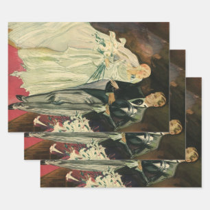 Vintage Art Deco Wedding Bride and Groom Newlyweds Wrapping Paper Sheets