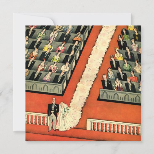 Vintage Art Deco Wedding, Bride Groom Newlyweds Custom Announcement