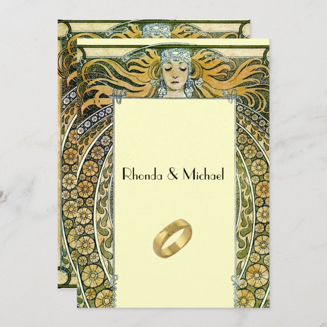 Vintage Art Deco Wedding Invitation (Front/Back)