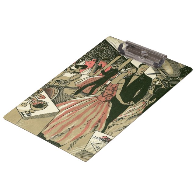 Vintage Art Deco Wedding, Newlyweds First Dance Clipboard (Angled)