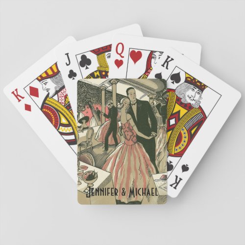 Vintage Art Deco Wedding Newlyweds First Dance Playing Cards