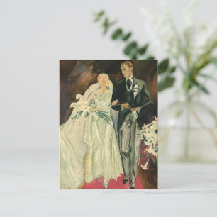 Vintage Art Deco Wedding Newlyweds Save the Date Announcement Postcard