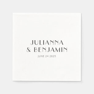 Vintage Art Deco White Simple Custom Wedding Napkins