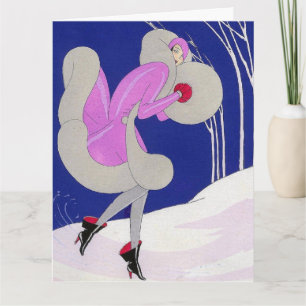 Vintage Art Deco Winter Fashion  Card
