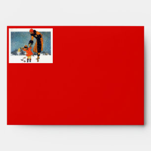 Vintage Art Deco Winter Mother and Child in Snow  Envelope