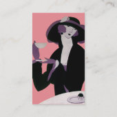 Vintage Art Deco Woman, Afternoon Tea and Cupcake Business Card (Back)