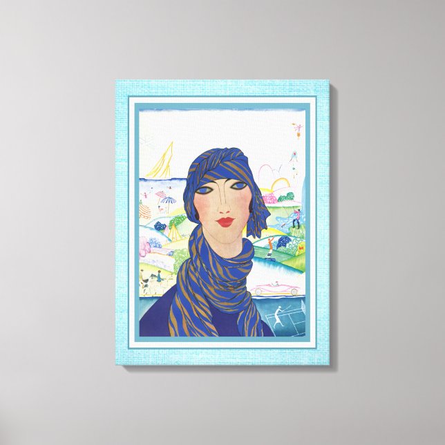 Vintage Art Deco Woman Athlete Canvas Print (Front)