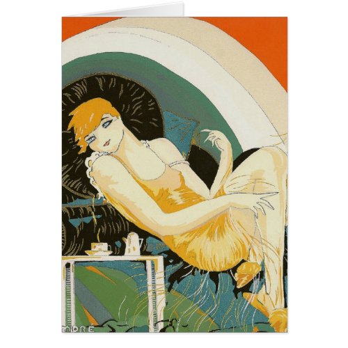 Vintage Art Deco Woman Reclining on Couch Chompre