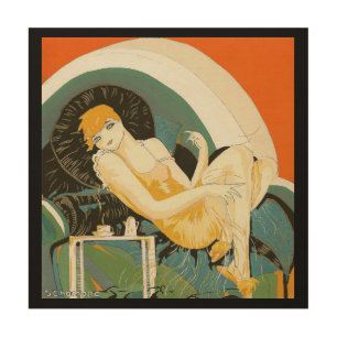 Vintage Art Deco Woman Reclining on Couch, Chompre