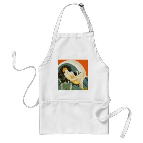 Vintage Art Deco Woman Reclining on Couch Chompre Adult Apron