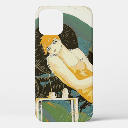 Vintage Art Deco Woman Reclining on Couch Chompre iPhone 12 Case