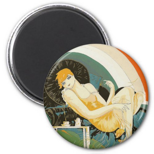 Vintage Art Deco Woman Reclining on Couch Chompre Magnet