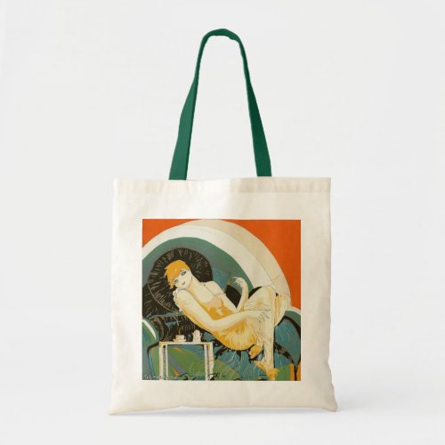 Vintage Art Deco Woman Reclining on Couch Chompre Tote Bag
