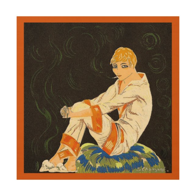 Vintage Art Deco Woman, Smoking by S. Chompre (Front)