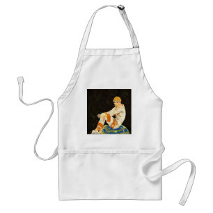 Vintage Art Deco Woman, Smoking by S. Chompre Adult Apron