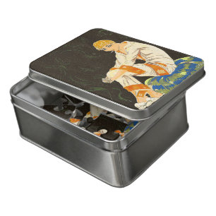 Vintage Art Deco Woman, Smoking by S. Chompre Jigsaw Puzzle